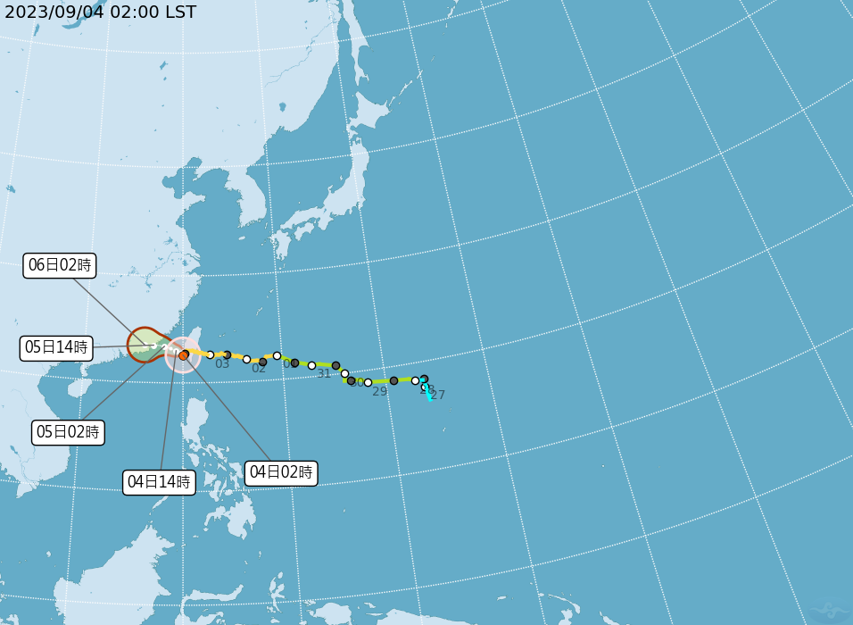 海葵颱風移動路徑。(圖/翻攝自中央氣象局)