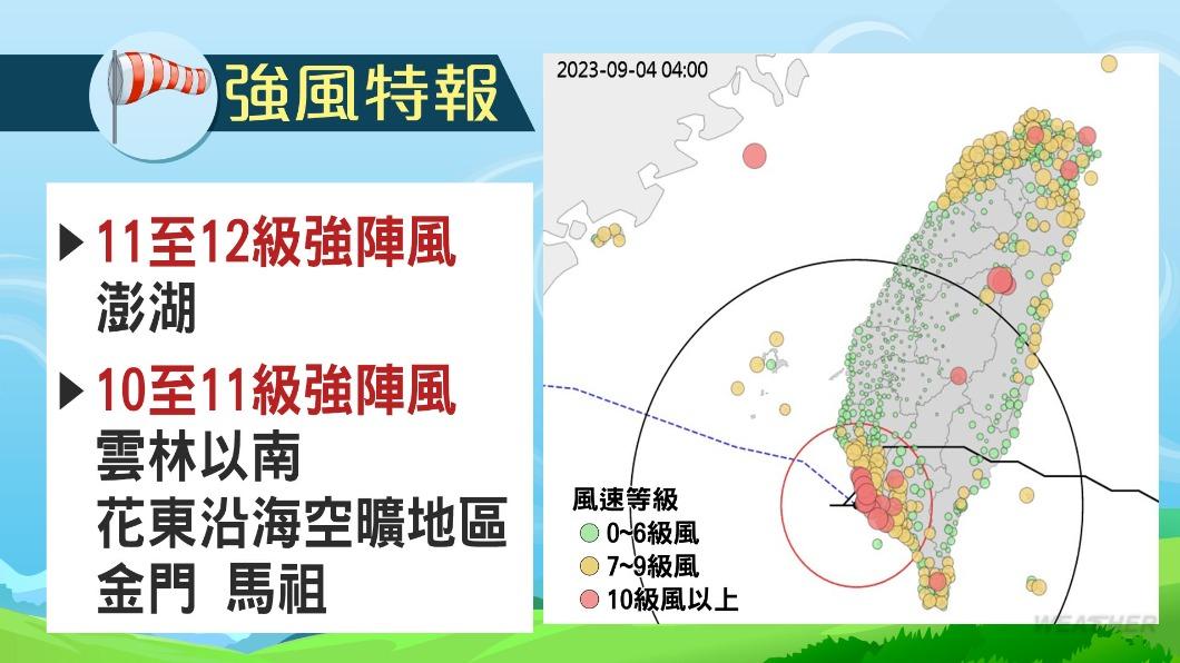 氣象局發布陸上強風特報。(圖/TVBS)