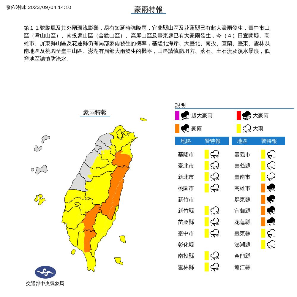 豪雨特報。(圖/氣象局)