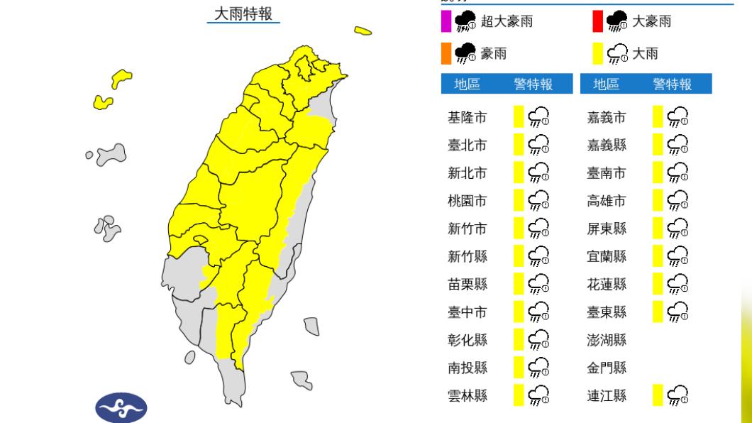 快訊/對流雨超強!北北基等20縣市大雨特報 恐下到入夜