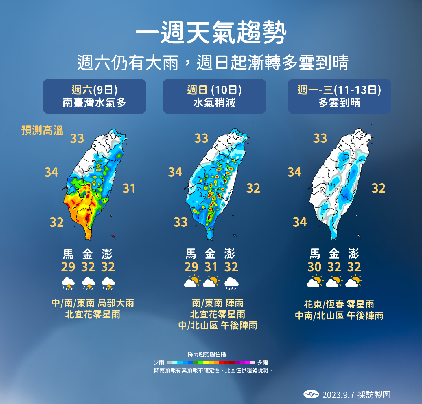 一周天氣趨勢。(圖/氣象局)