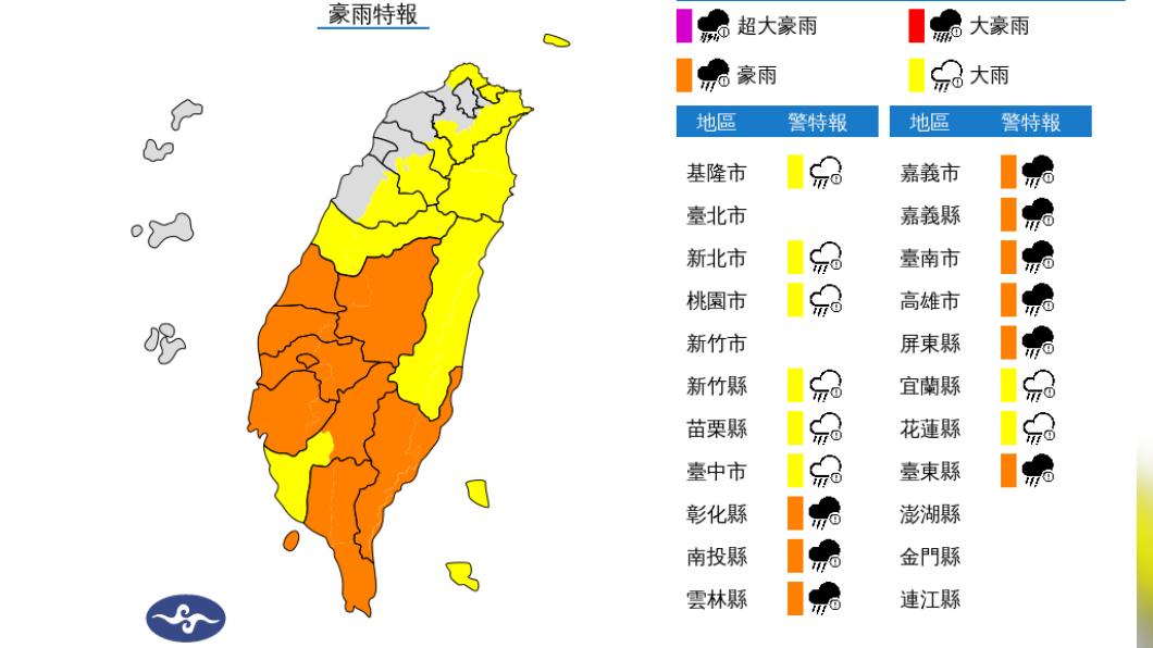 快訊/下班注意!低壓雨彈升級 17縣市豪大雨特報 大雷雨炸8縣市