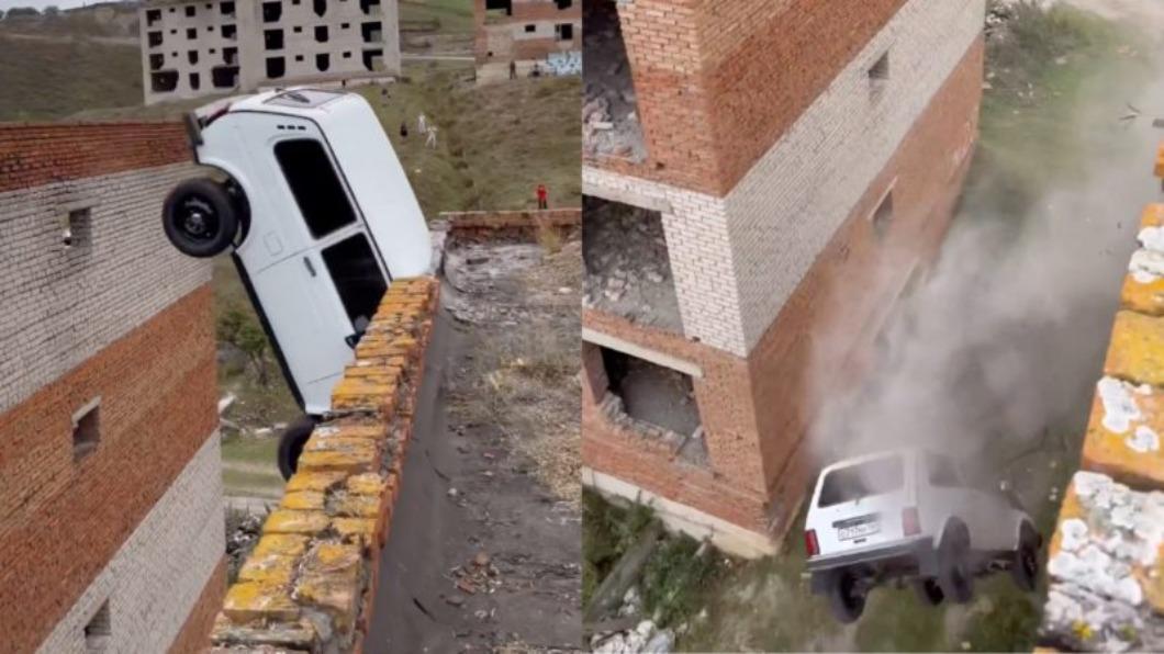 現實版飛車特技！車頭卻垂直落地　戰鬥民族駕駛竟自己爬出來