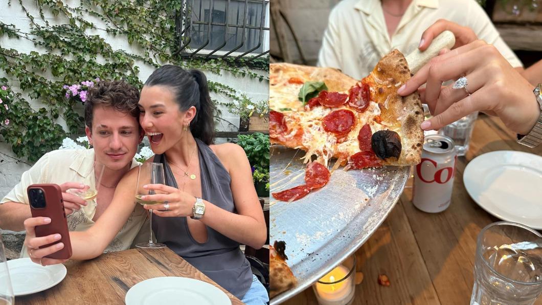 Brooke曬出超大顆鑽戒。(圖/翻攝自Charlie Puth、Brooke Sansone IG)