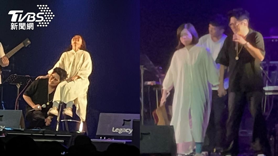 曹格牽著女粉絲在台上走來走去,更搞笑上演躺大腿情節。(圖/陳薈涵攝)