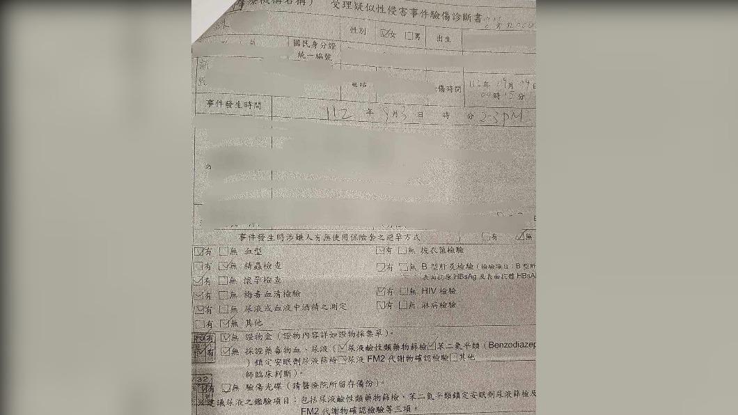 陳姓女網友附上自己遭性暴力的驗傷診斷書。 (圖/翻攝自爆料公社二社臉書)