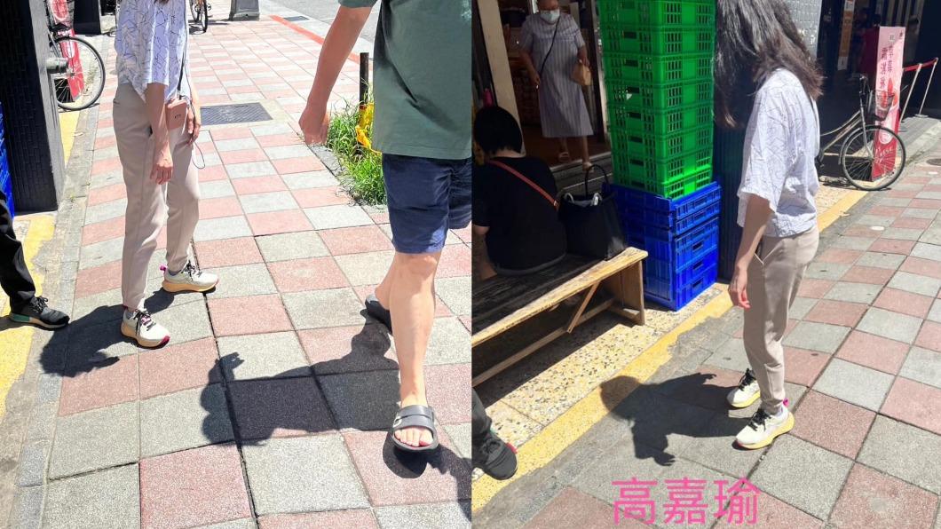 人行道出現擠壓傾斜。（圖／翻攝自高嘉瑜臉書）