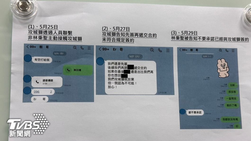 記者會中曝光雙方對話紀錄。(圖/張良瑜攝)