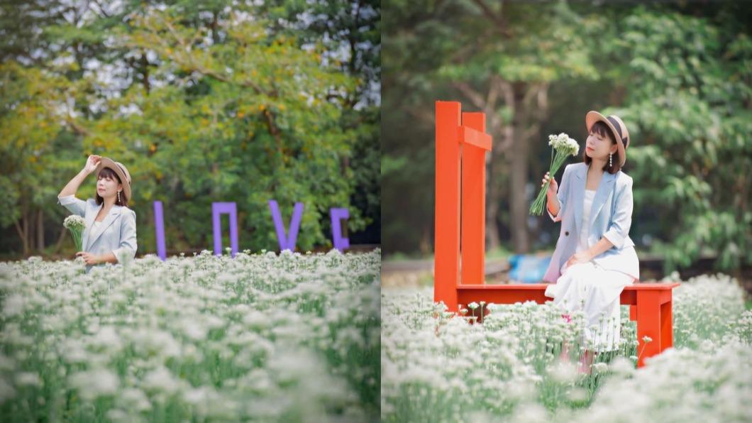 花田中設有LOVE字樣,是因求婚而建立的。(圖/翻攝自@153_mom IG)