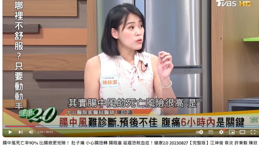 醫師示警:「腸中風的死亡風險很高」。(圖/翻攝自健康2.0 YouTube頻道)