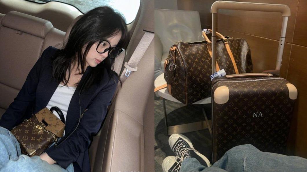 歐陽娜娜帶了一系列LV名牌包去美國。(圖/翻攝自歐陽娜娜微博)