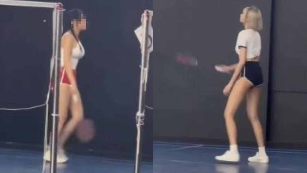 原PO在某羽球場邊看到3名穿著清涼的正妹打球。（圖／翻攝自「爆廢公社二館」臉書）