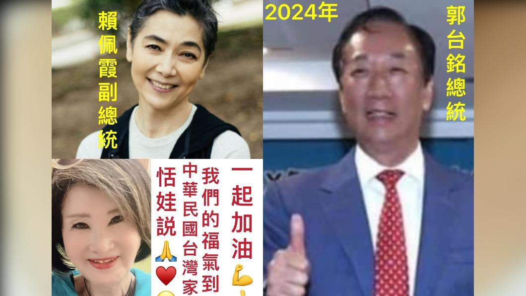 郭台銘任命賴佩霞當副總統後,大讚太會挑。(圖/翻攝自恬娃臉書)