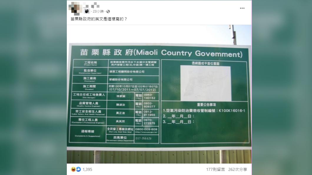 網友在臉書社團發出工程告示板照片。（圖／翻攝自路上觀察學院臉書）