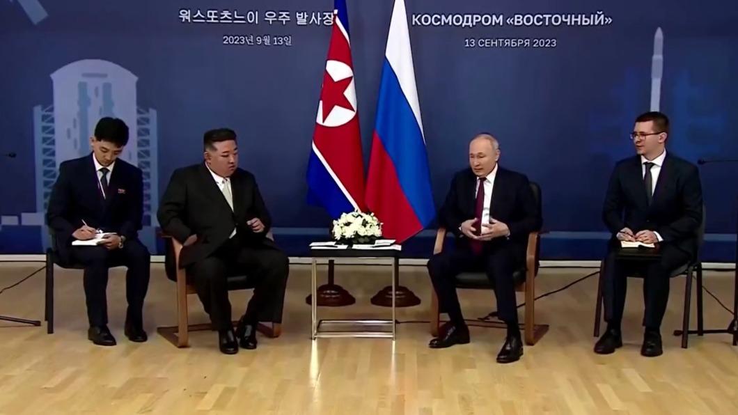 普欽與金正恩會談。(圖/翻攝自Twitter@nexta_tv)