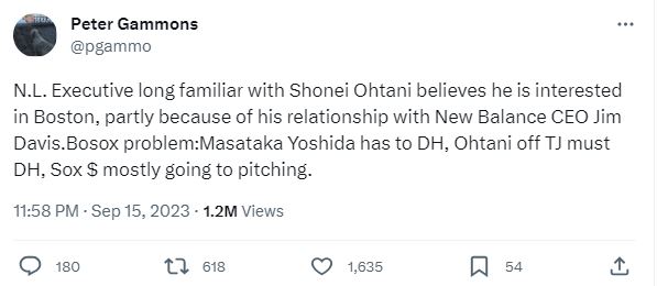 大谷翔平據傳對於加盟紅襪深感興趣。(圖/翻攝自「@pgammo」推特)