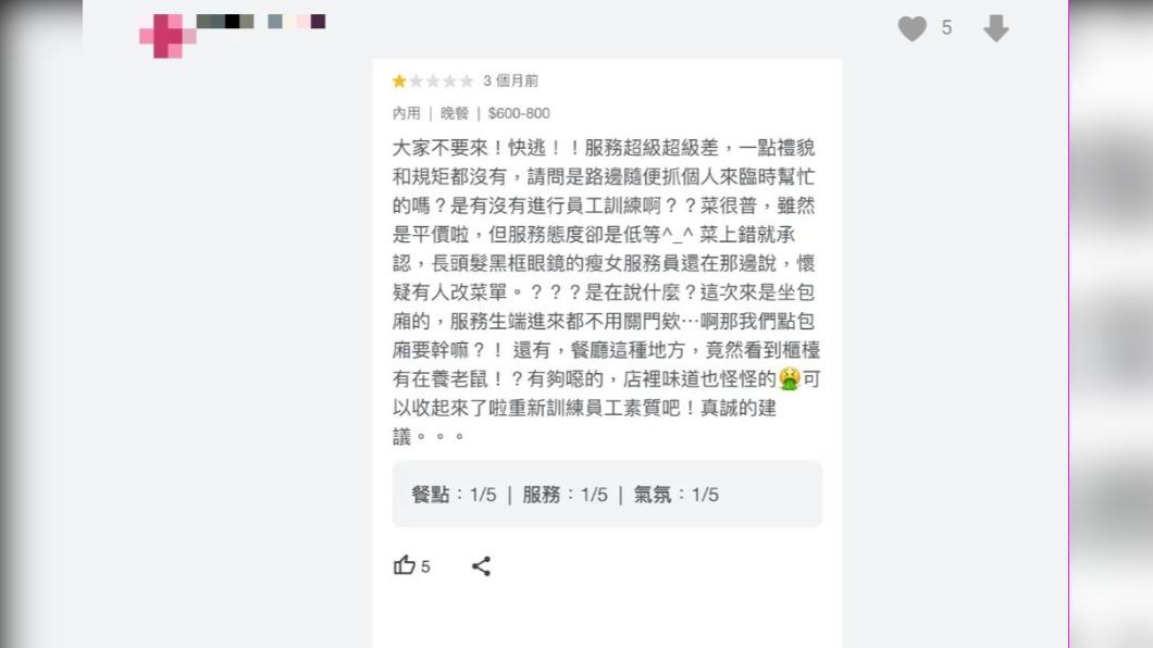 有網友挖出該店家的Google評論。(圖 / 翻攝自Dcard)
