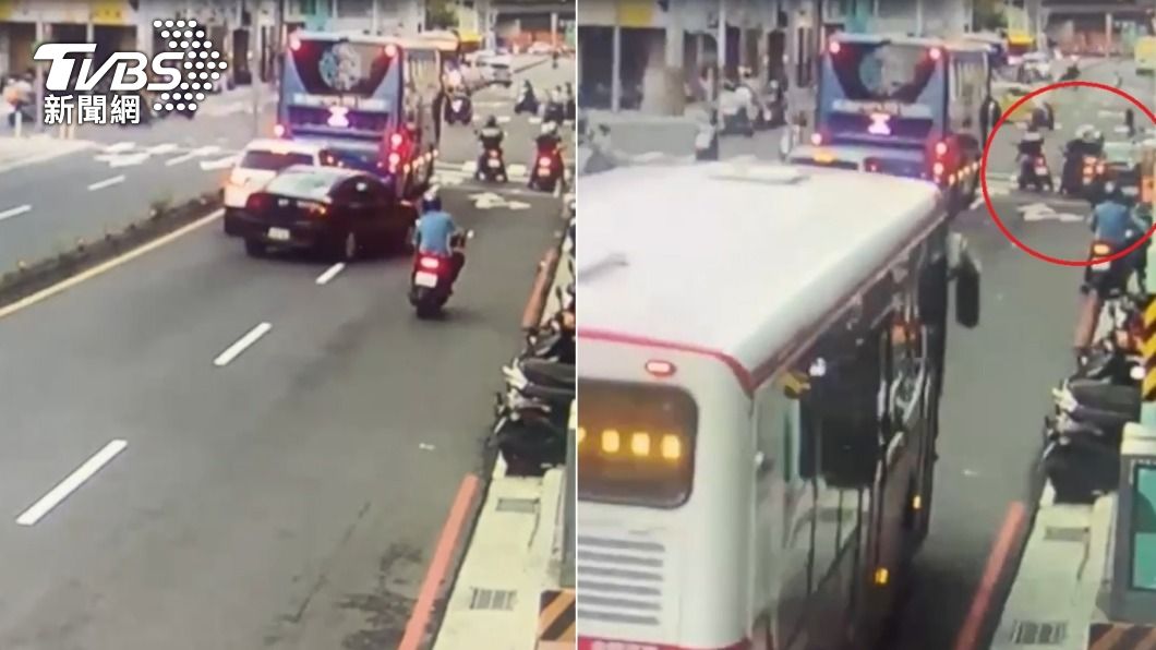 孫姓少年無照駕駛，先是追撞前方休旅車後又擦撞2機車，最後肇事逃逸。（圖／TVBS）