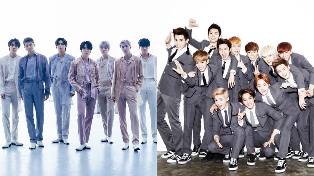 韓國男團輩出，不過這幾年少有像EXO（右）、BTS等國民男團。（圖／翻攝自團體官方IG）