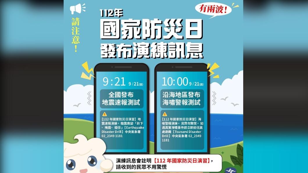 9月21日是一年一度的國家防災日。(圖/翻攝自報地震 - 中央氣象署臉書)