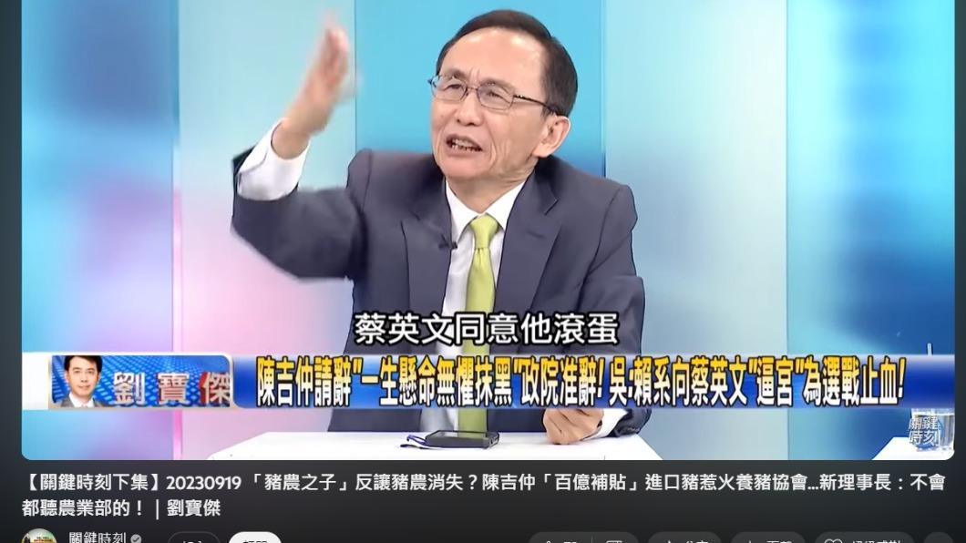 吳子嘉認為是賴清德去逼宮蔡英文,所以得到陳吉仲請辭的結果。(圖/翻攝自YouTube)
