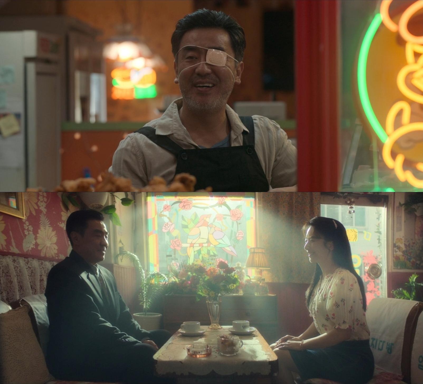 張洙源成獨眼老闆,也以初戀情人的台詞為本劇畫下句點。(圖/翻攝自Disney+)
