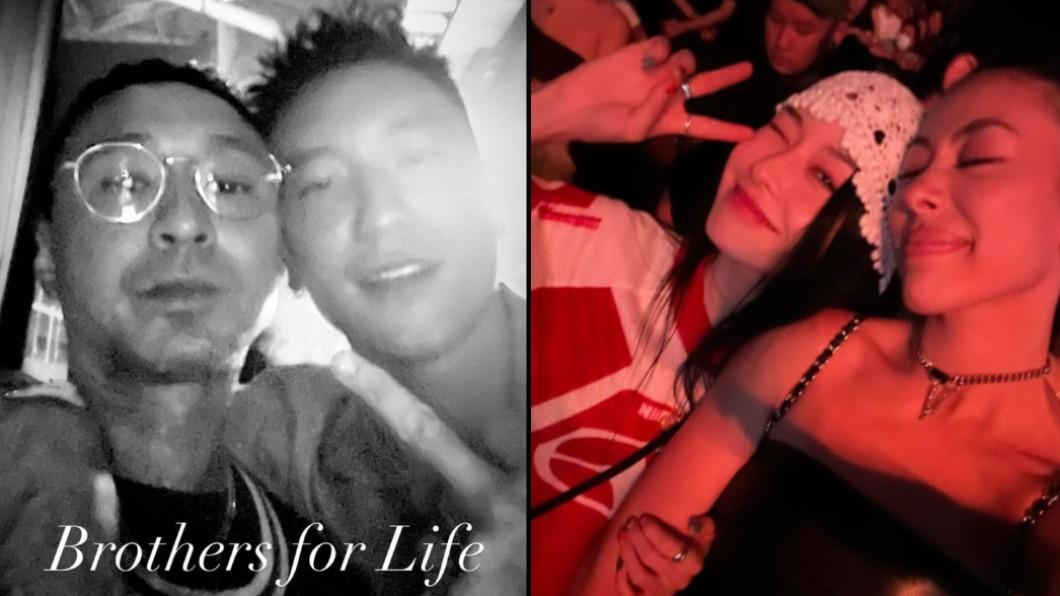 蔡詩芸(右圖右)和王陽明(左圖右)分享與好友看馬龍演唱會的照片,心情看來相當不錯。(圖/翻攝自蔡詩芸、王陽明IG)