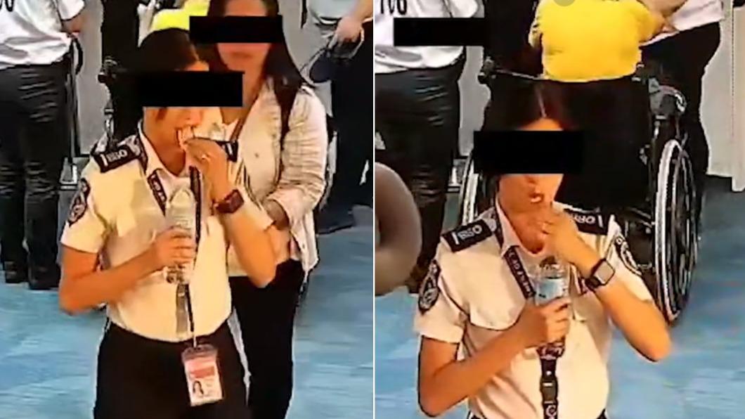 有片／偷旅客錢還想滅證！菲機場安檢員「轉身灌水吞鈔票」