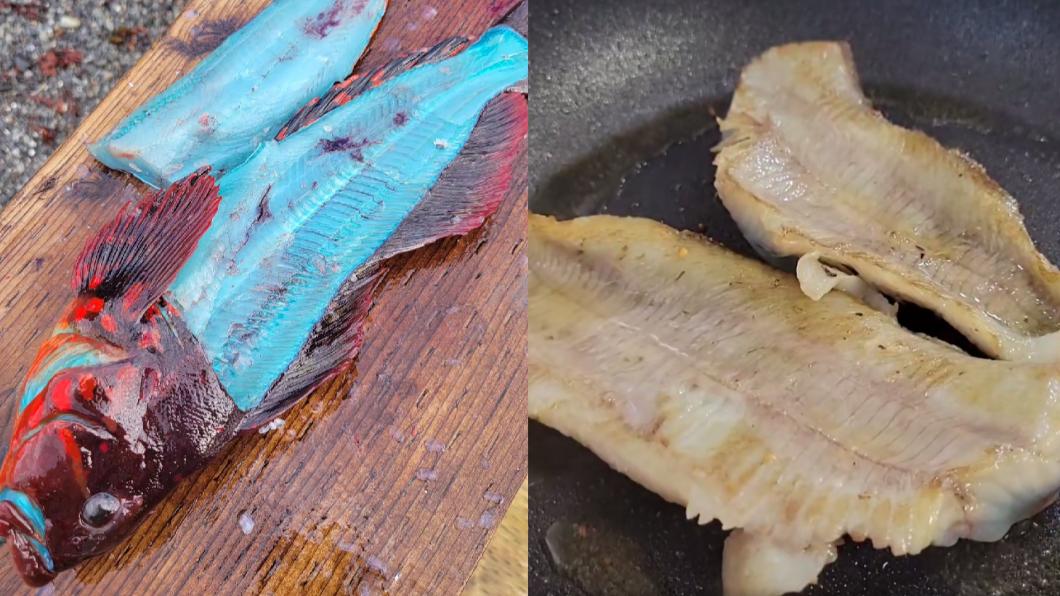 太神奇!男子釣到超夢幻藍魚 下鍋煎熟竟煮成白色魚肉