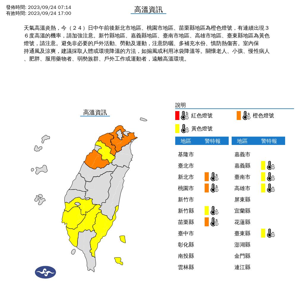 高溫資訊。(圖/氣象署)