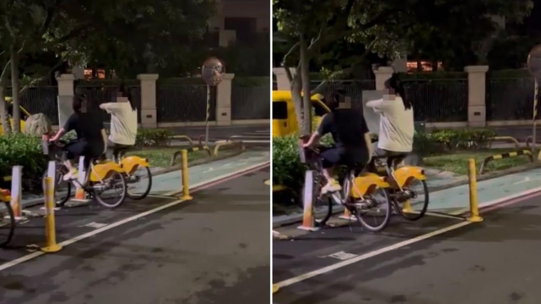 有網友目擊,路人將Youbike「當飛輪騎」。(圖/翻攝自Dcard)