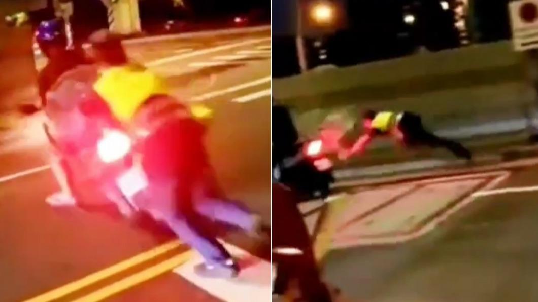 可疑騎士攔檢不停 新北女警拉車尾阻逃反被扯飛慘摔
