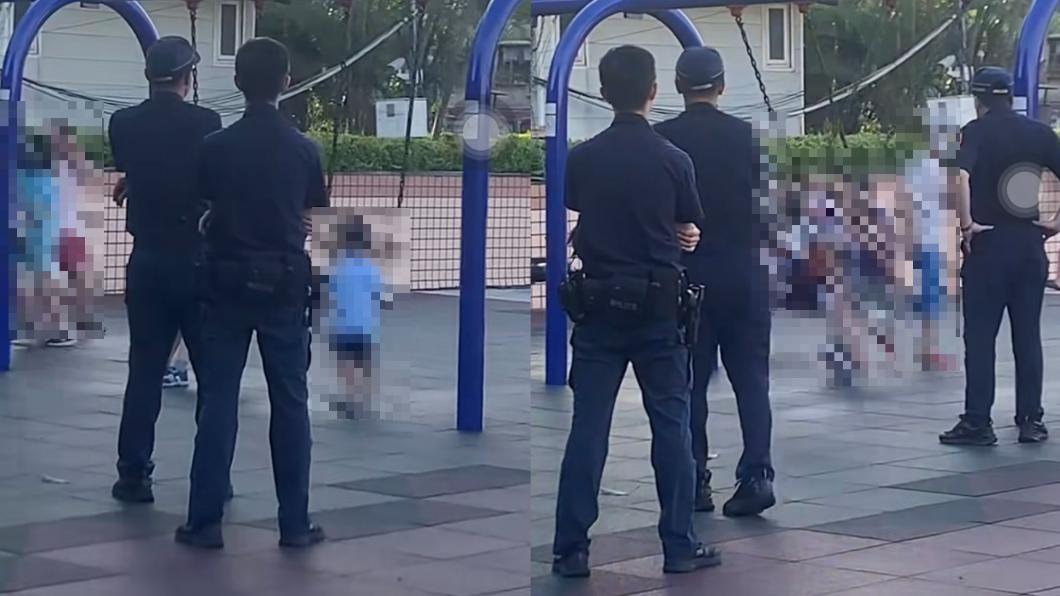 有網友發現該對母子又現身公園，警方也到場盯場。（圖／翻攝Facebook我是土城人 我愛土城區）