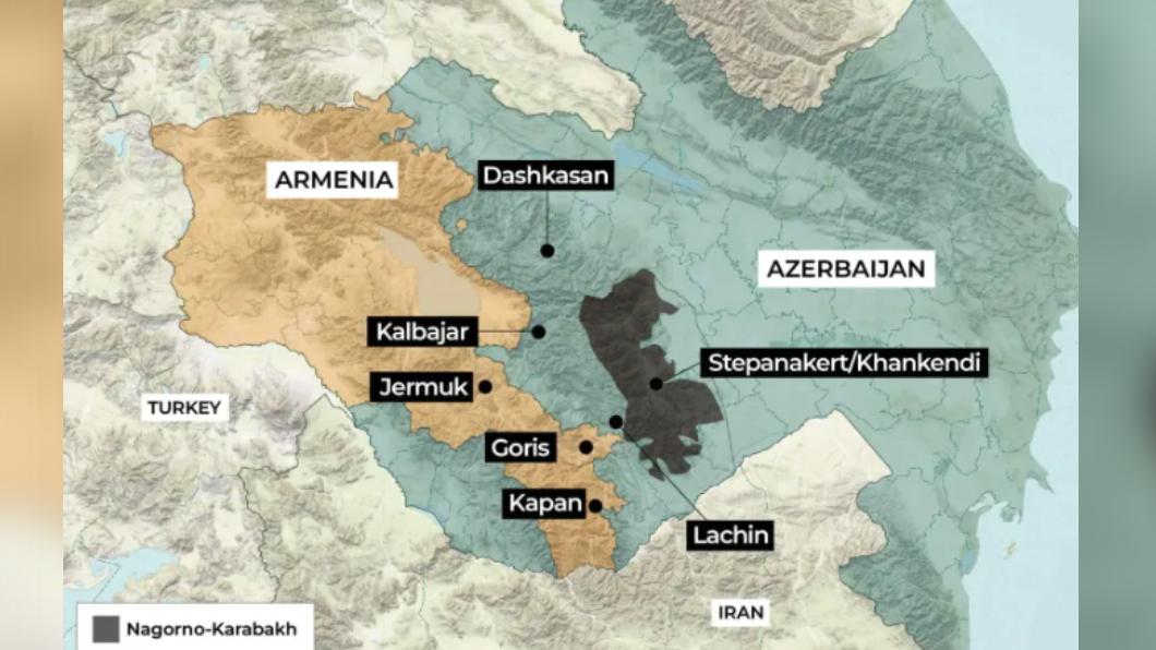 亞塞拜然、亞美尼亞多年來為了邊境爭議領土「納卡區」(Nagorno-Karabakh)不斷交火。(圖/翻攝自《半島電視台》)
