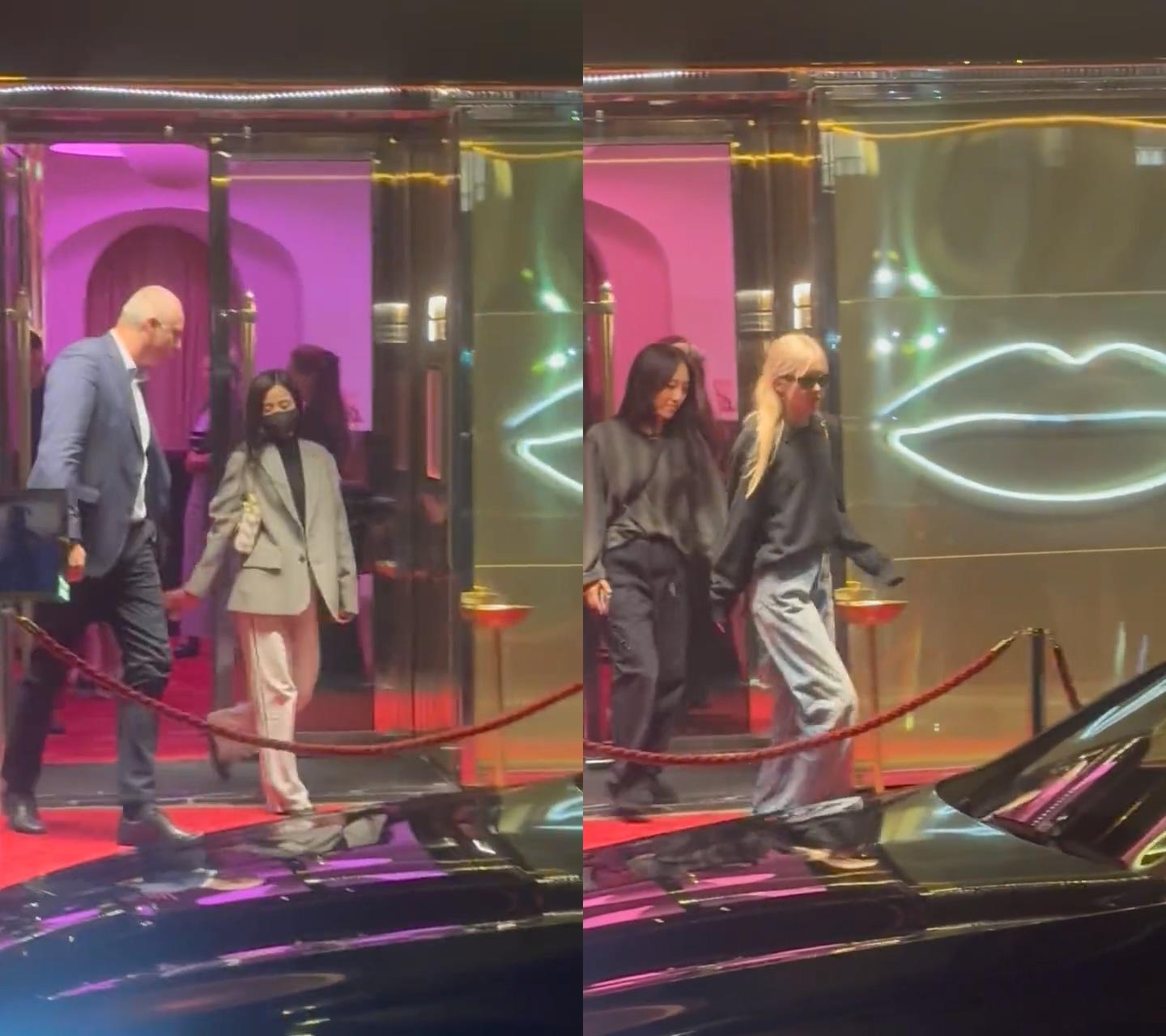 Jisoo（左）、Rosé也到場支持Lisa演出。（圖／翻攝自jtmjennie推特）