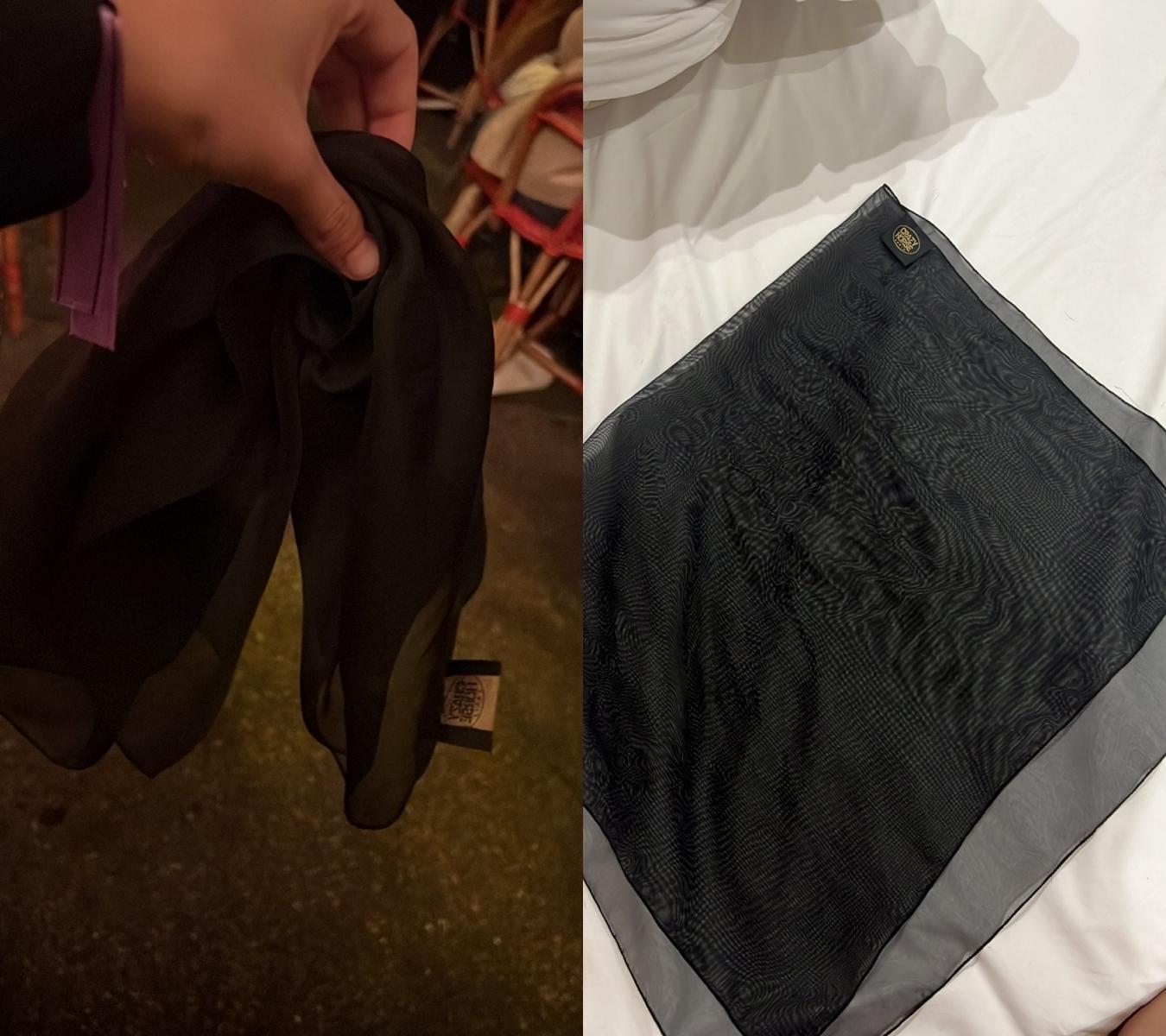 粉絲事後曬出Lisa丟來的薄紗，這也是舞台裝的一部分。（圖／翻攝自angelfordelena推特）