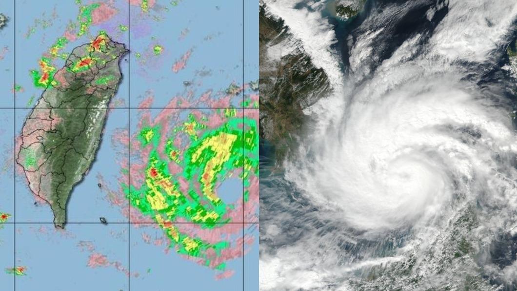 2012年(左)、2017年(右)天秤颱風。(合成圖/翻攝自@BrandonIveyWX、@ifrc Twitter)