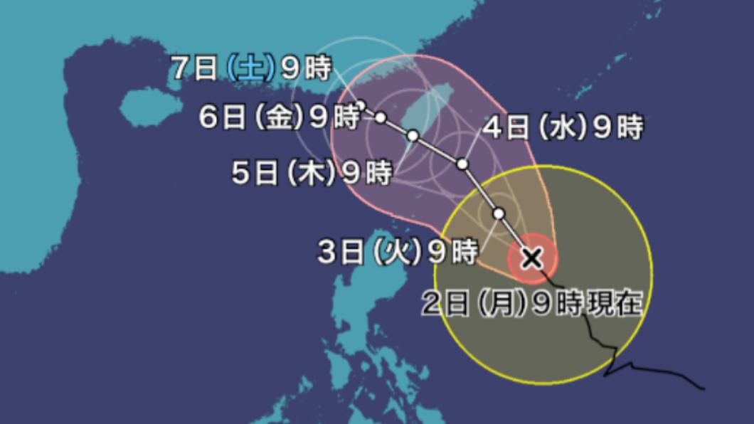 小犬颱風預計將影響台灣與日本沖繩先島諸島。(圖/翻攝自weathernews.jp)