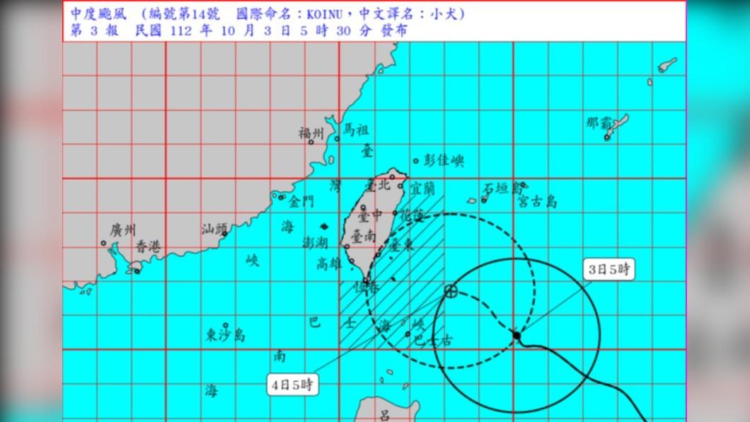 小犬直逼中颱上限！氣象署估下午發陸警　明起防強風豪雨