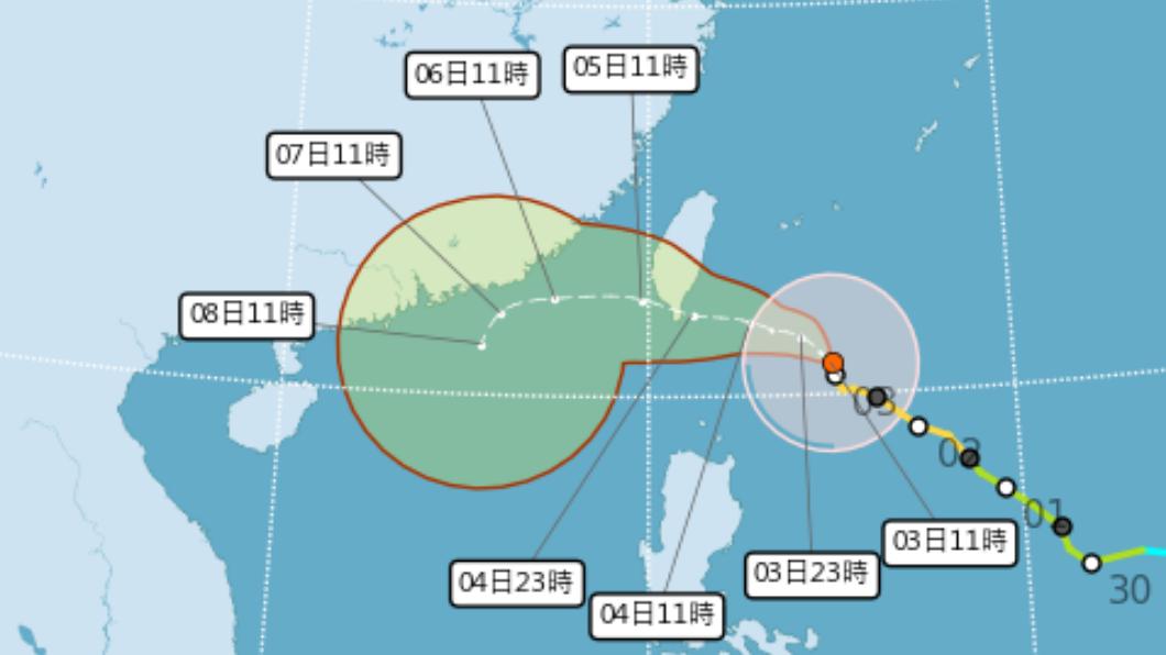 小犬颱風最新路徑預測。(圖/中央氣象署)
