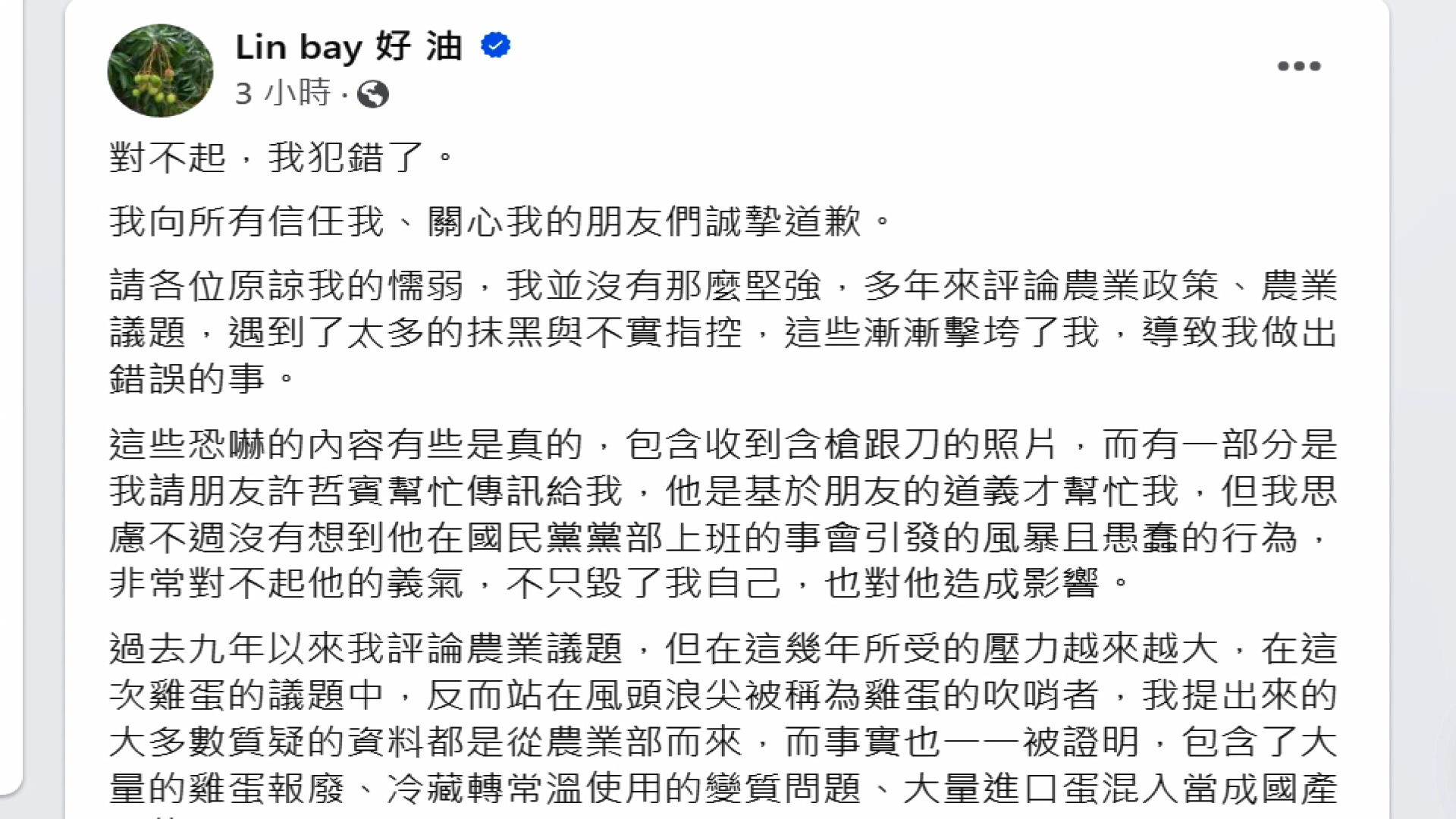 圖/畫面翻攝臉書粉專Linbay好油