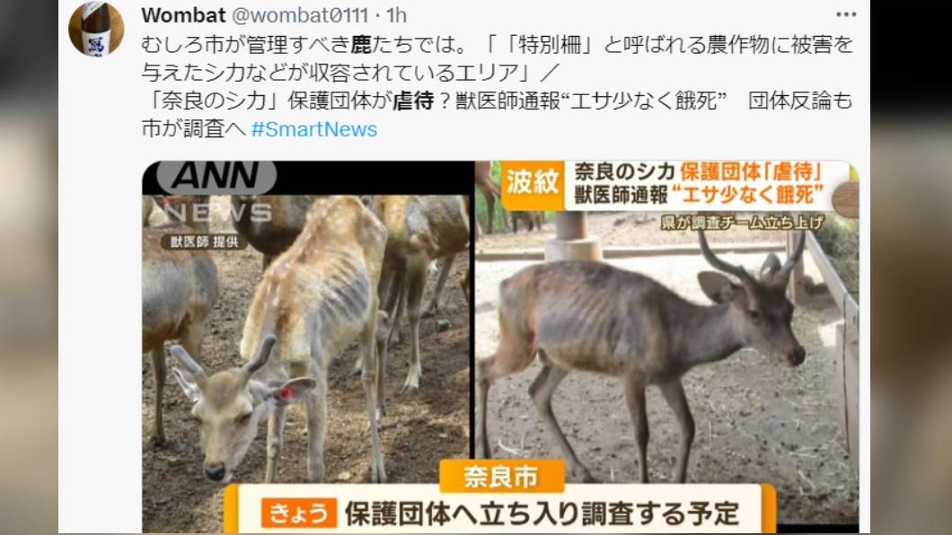 獸醫指控許多鹿隻沒有獲得足夠的飼料，骨瘦如柴且嚴重掉毛。（圖／翻攝自推特）