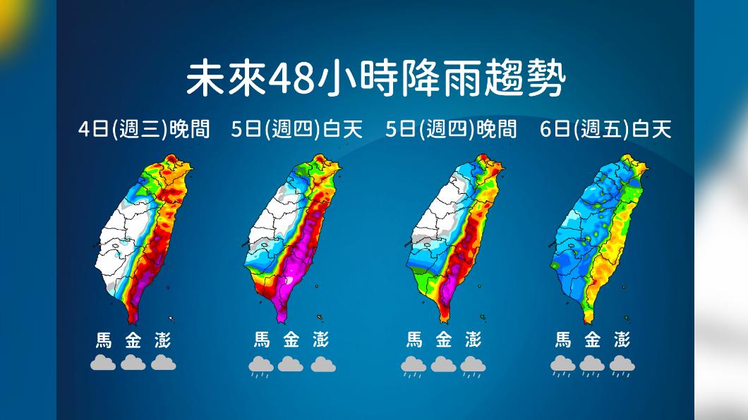 未來24小時降雨趨勢。(圖/氣象署)