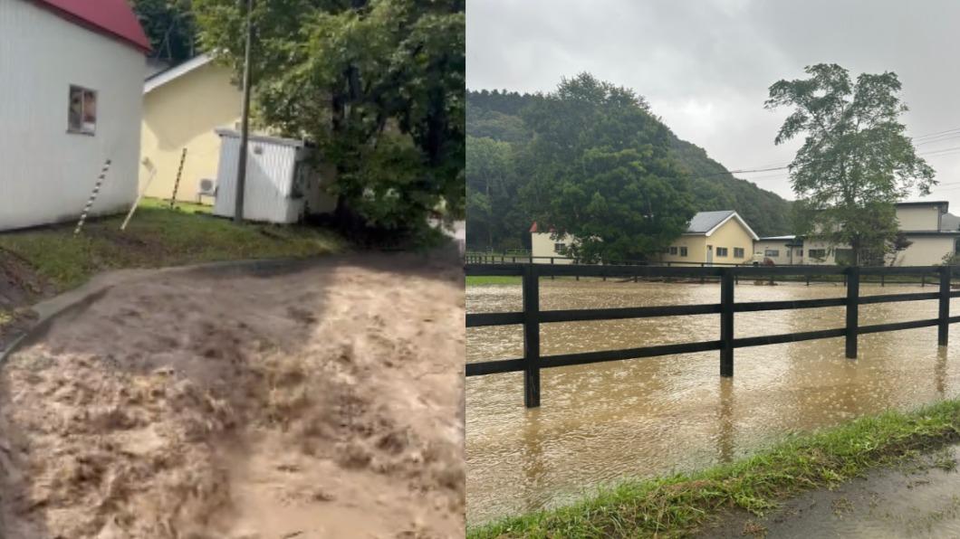 北海道部分地區已出現河川氾濫等情況。(圖/翻攝自推特@yugo01916247)