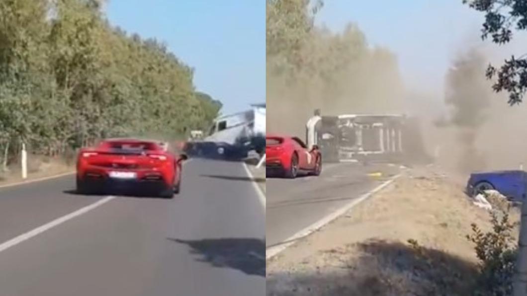後方車輛拍下了事故發生的整個過程。(圖/翻攝自X@Altosnoticiasp1)