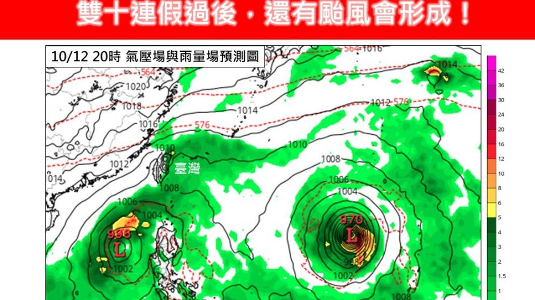 雙十連假過後可能還有颱風形成。(圖/翻攝自「林老師氣象站」臉書)