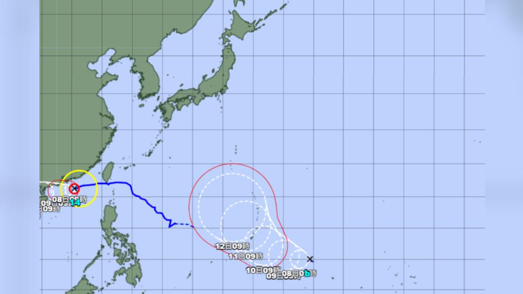 日本氣象廳預測布拉萬颱風在往西方移動後將北轉。(圖/翻攝自日本氣象廳)