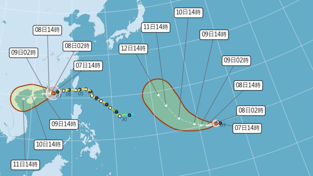 颱風最新路徑預測。(圖/中央氣象署)