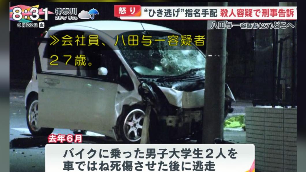 八田與一肇事後棄車逃逸。(圖/翻攝自推特@yuruhuwa_kdenpa)