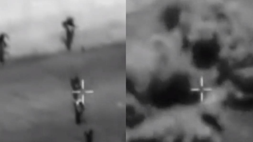 以色列空軍瞄準目標(左圖)後進行攻擊(右圖)。(圖/翻攝自以色列空軍推特)